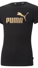 Puma essentials+ logo tee in purple - Front View