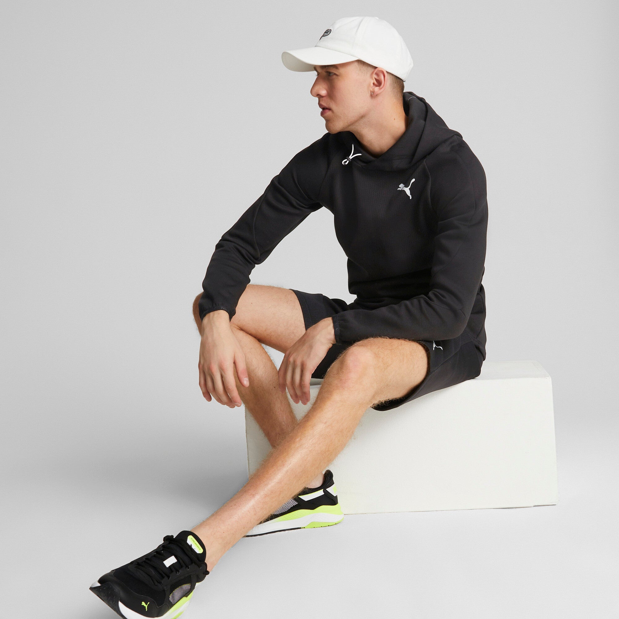 Puma script logo cap in black - Model Shot 01