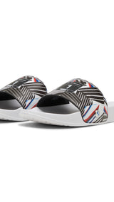 Puma BMW M motorsport leadcat 2.0 graphic slides in white - Front View