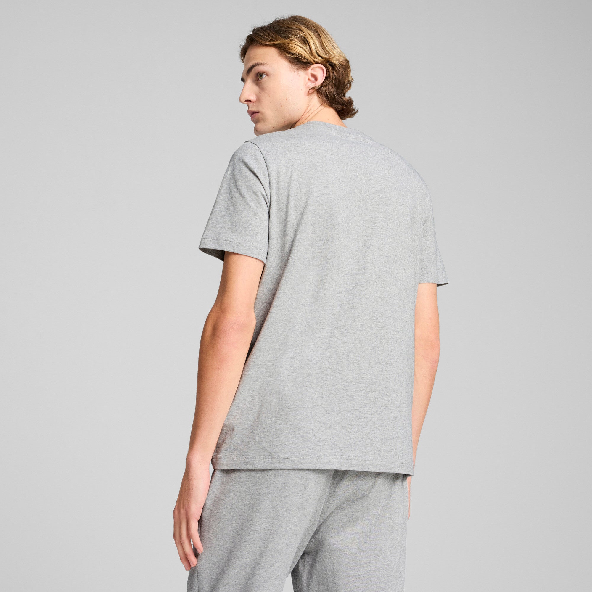 PUMA ESSENTIALS ELEVATED tee in green moon - light gray heather