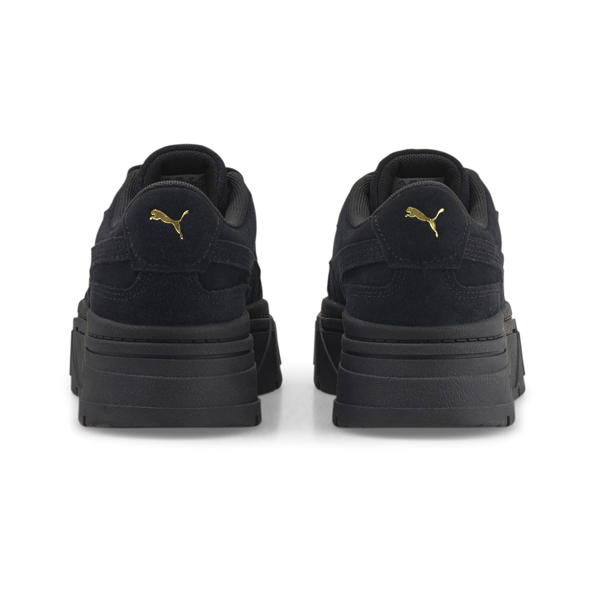 Puma mayze stack suede sneakers in black - Back View