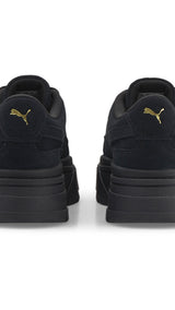 Puma mayze stack suede sneakers in black - Back View
