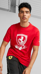 Puma scuderia ferrari race big shield tonal tee men in black - Model Shot 01