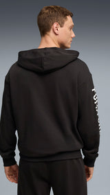 PUMA graphics training hoodie men in black — model shot 2
