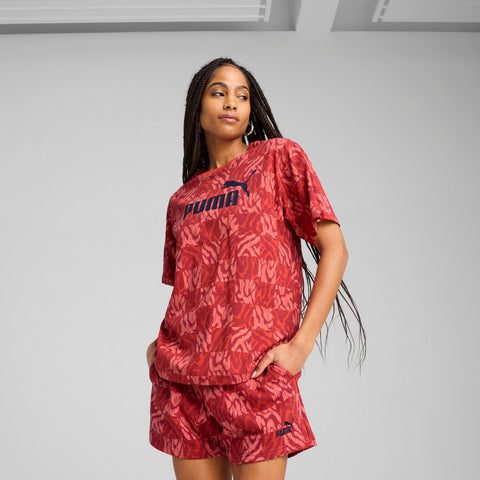 PUMA ESS graphic relaxed tee in red fire