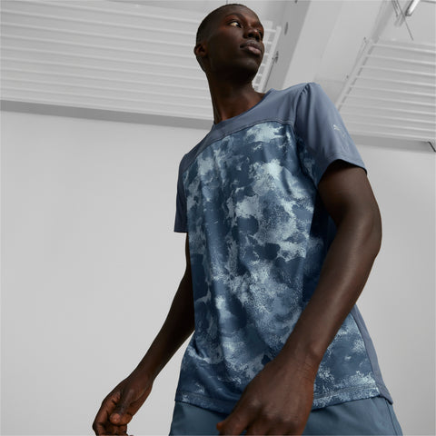 PUMA printed short sleeve running tee men in gray