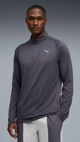 PUMA PWRTRAIN quarter-zip training tee men in galactic gray
