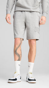 Puma essentials logo lab execution 10" shorts in light gray heather - Model Shot 01