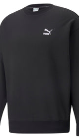 Puma classics relaxed crewneck sweatshirt men in black - Front View