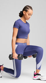 Puma strong crop tee in blue crystal - Model Shot 03