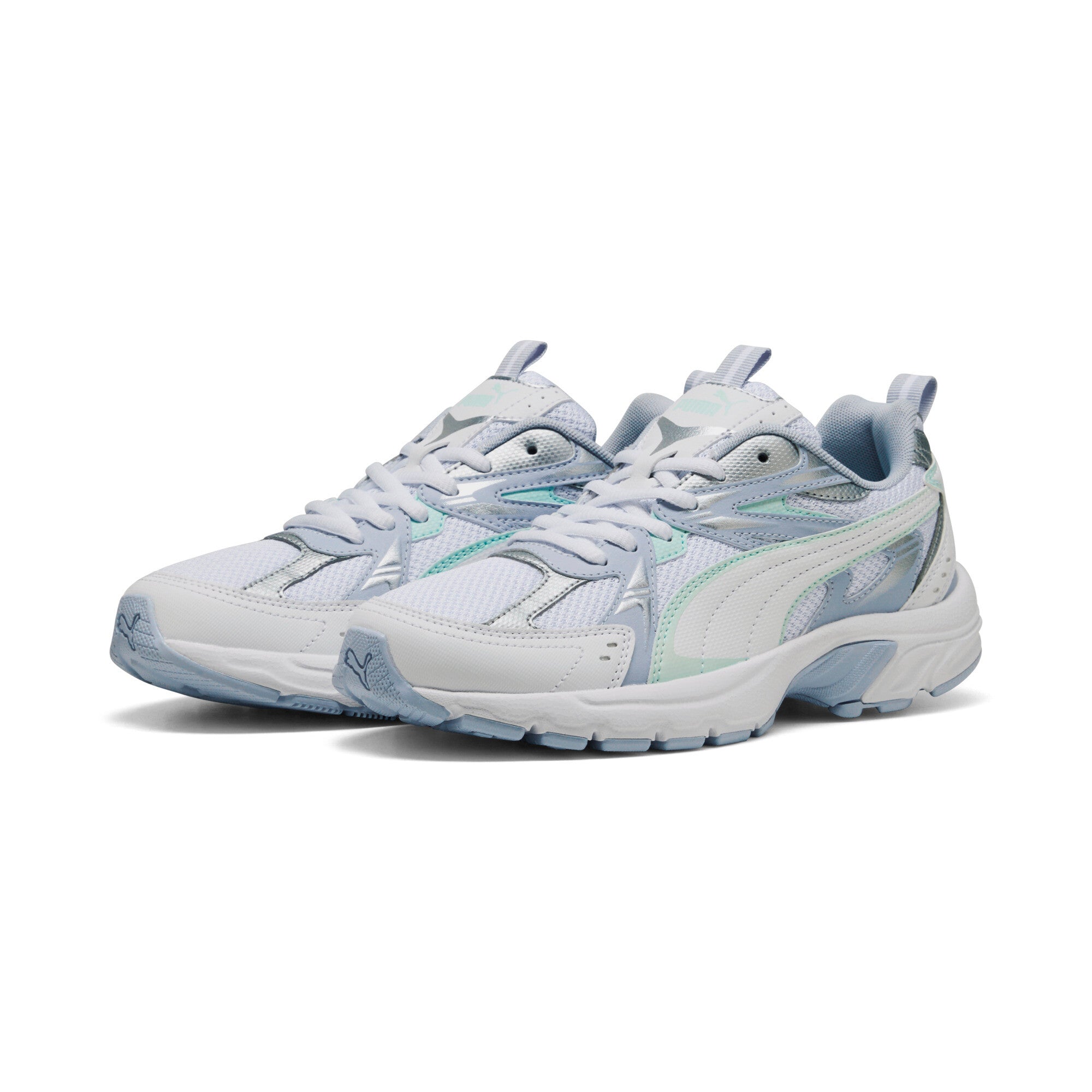 Puma milenio tech sneakers in white and peaceful blue - Front View