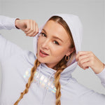 Puma essentials+ novashine french terry hoodie women in purple - Model Shot 03