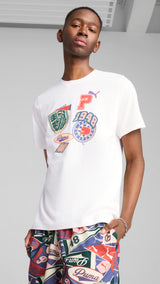 Puma sports legacy front graphic tee in white - Model Shot 01