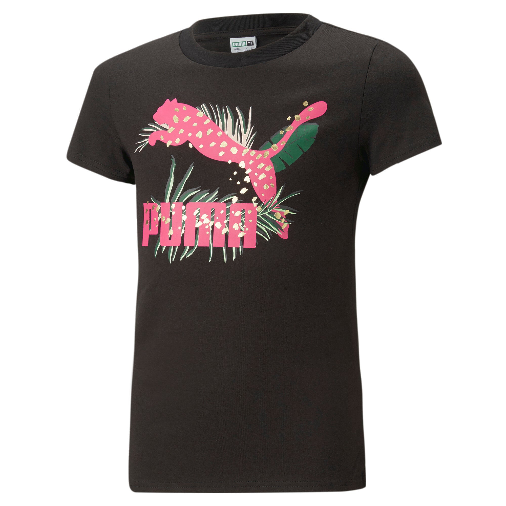 Puma classics graphic tee youth in black - Front View