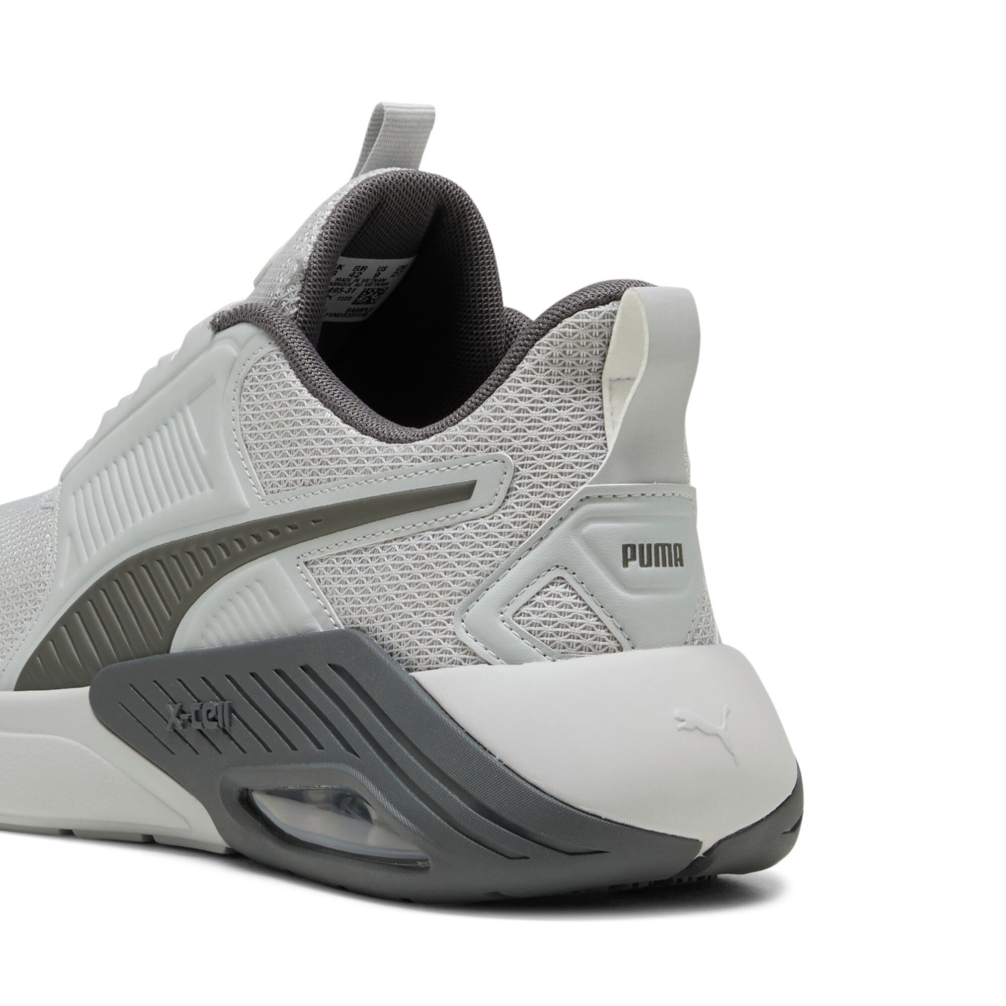 Puma X-cell nova FS running shoes in cool light gray and cool dark gray - Back View