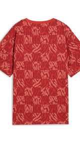 Puma ESS graphic relaxed tee in red fire - Back View