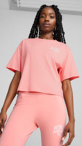Puma class relaxed crop tee in pink fruit - Model Shot 01