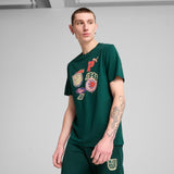 Puma sports legacy front graphic tee in dark myrtle - Model Shot 01