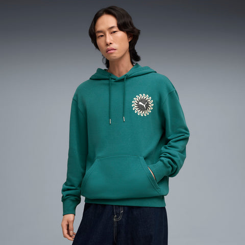 PUMA sunset drive hoodie men in emerald ice