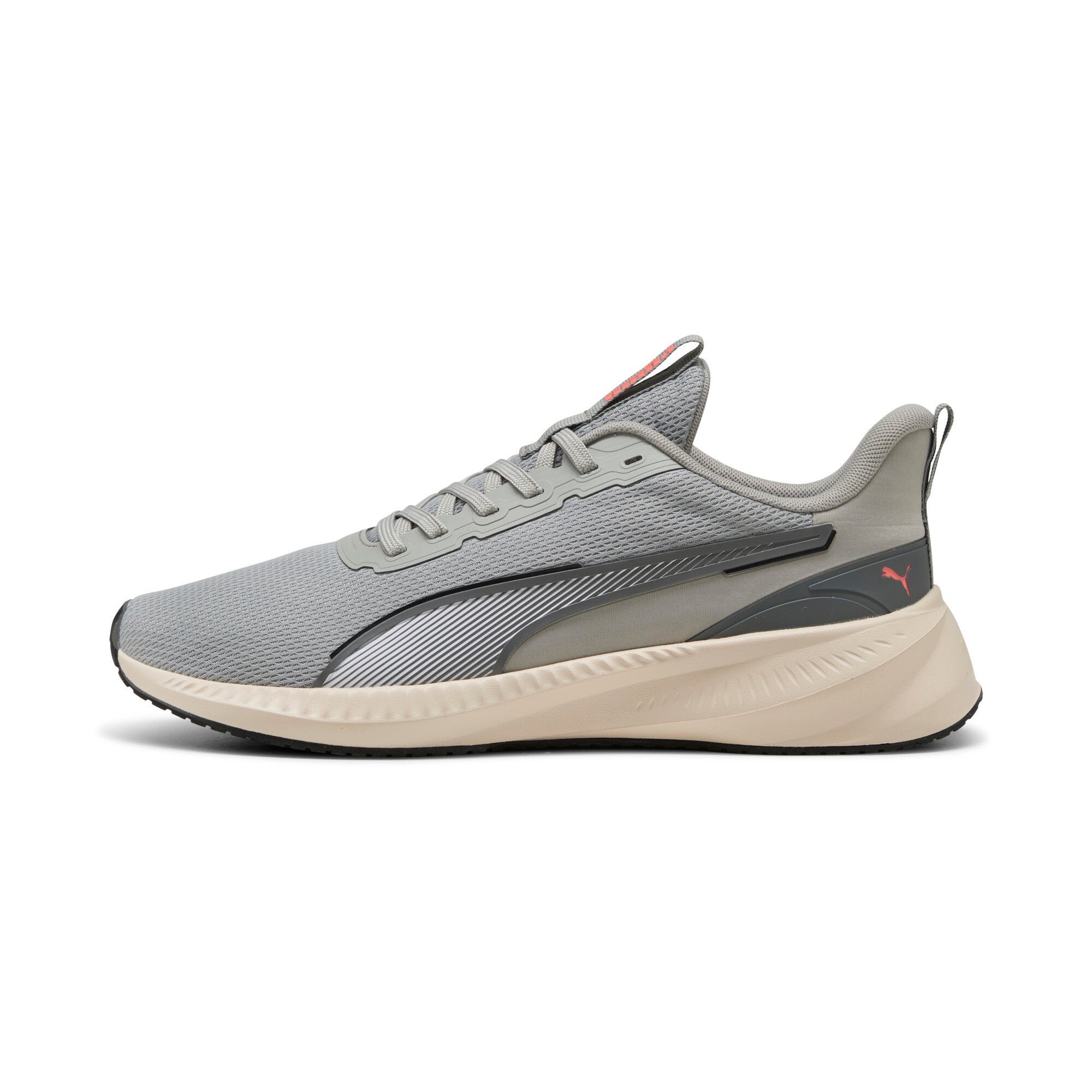 Puma flyer lite 3 running shoes in alpine snow and flat light gray - Side View 01