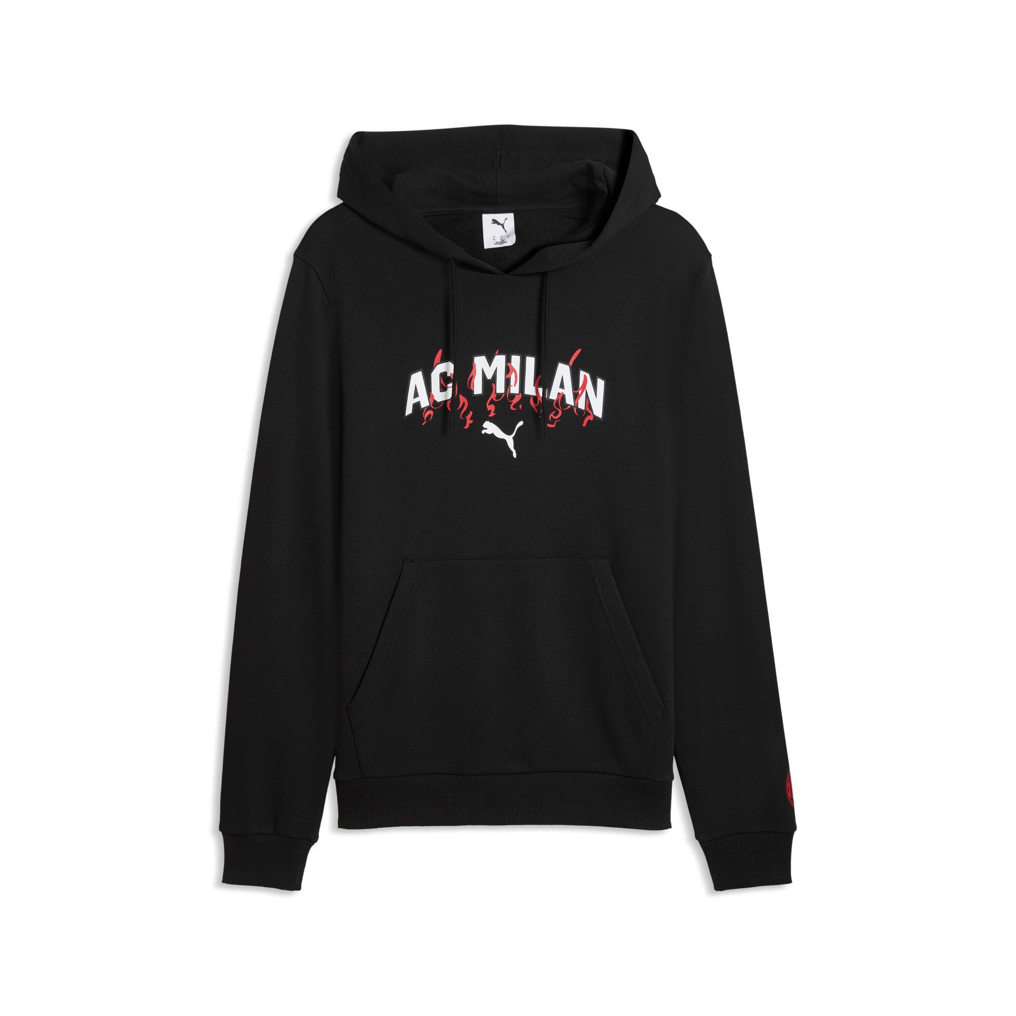 PUMA AC milan ftblculture hoodie men in black and white — front view