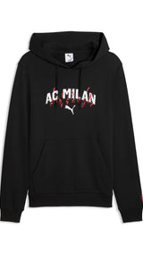 PUMA AC milan ftblculture hoodie men in black and white — front view
