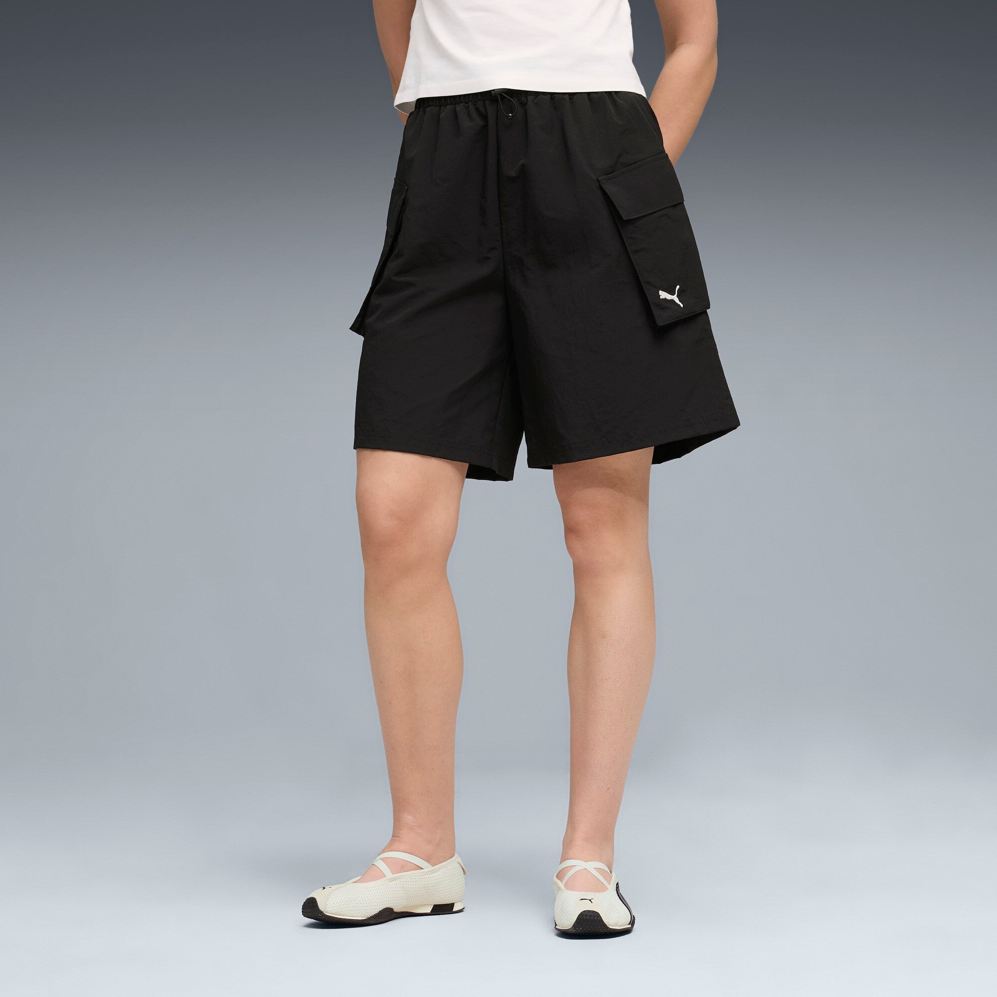 PUMA wardrobe essentials cargo shorts women in black