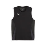 Puma teamGOAL sleeveless football jersey in black and whit - Front View