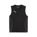 Puma teamGOAL sleeveless football jersey in black and whit - Front View