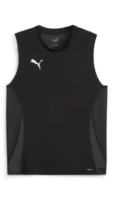 Puma teamGOAL sleeveless football jersey in black and whit - Front View