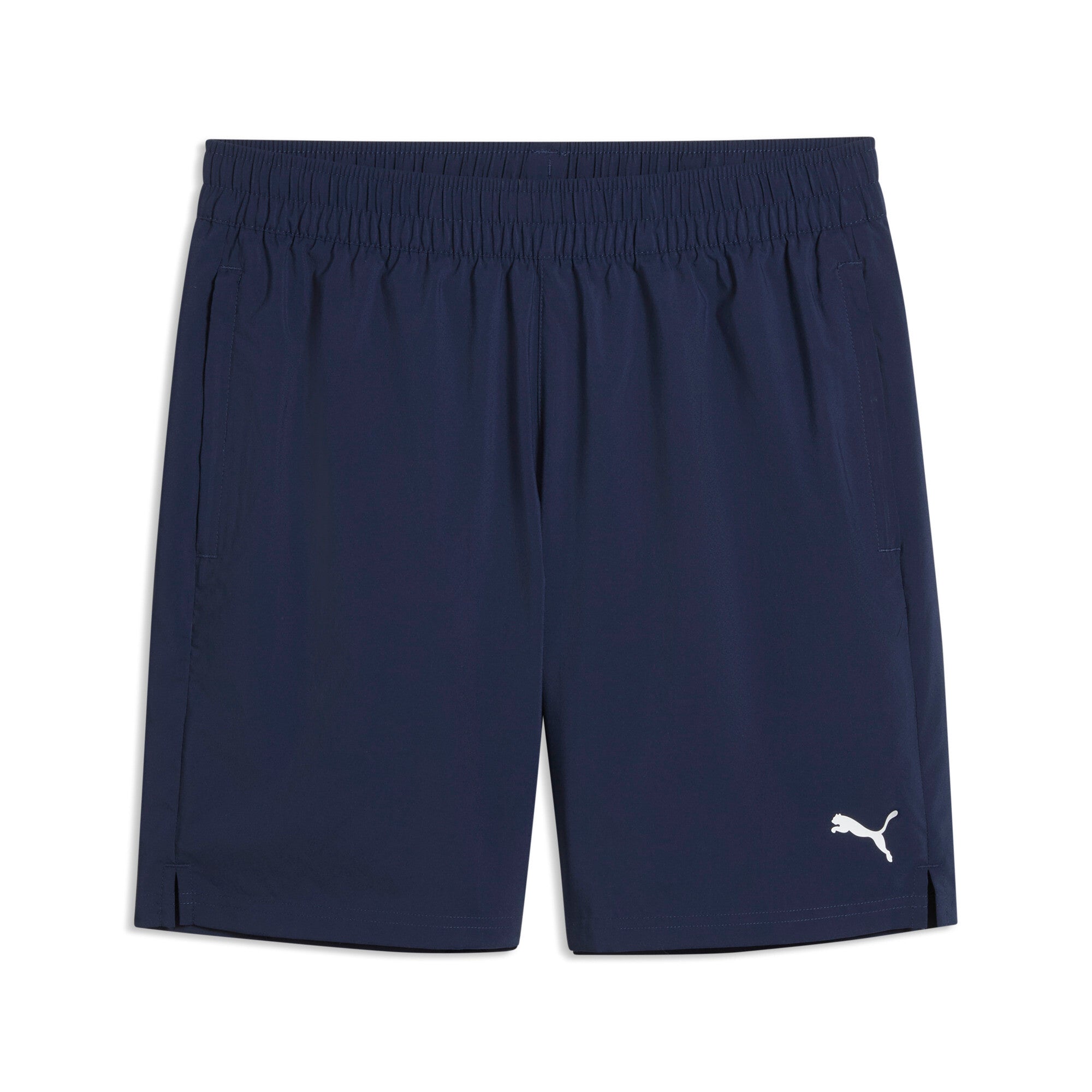PUMA TRAIN ALL DAY foundations woven 7" shorts men in navy — front view