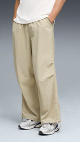 PUMA wardrobe essentials oversized parachute pants men in pebble gray