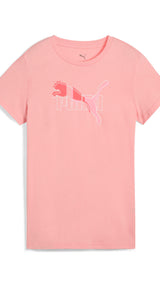 Puma ESS logo lab tee in pink fruit - Front View