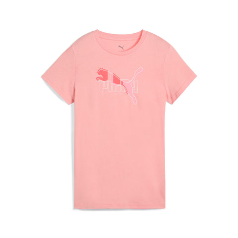 PUMA ESS logo lab tee in pink fruit