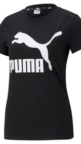Puma classics logo women's tee in black - Front View