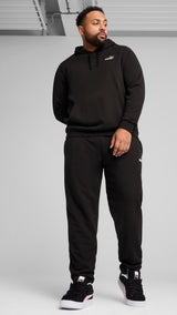 PUMA essentials small no. 1 logo hoodie men in black — model shot 3