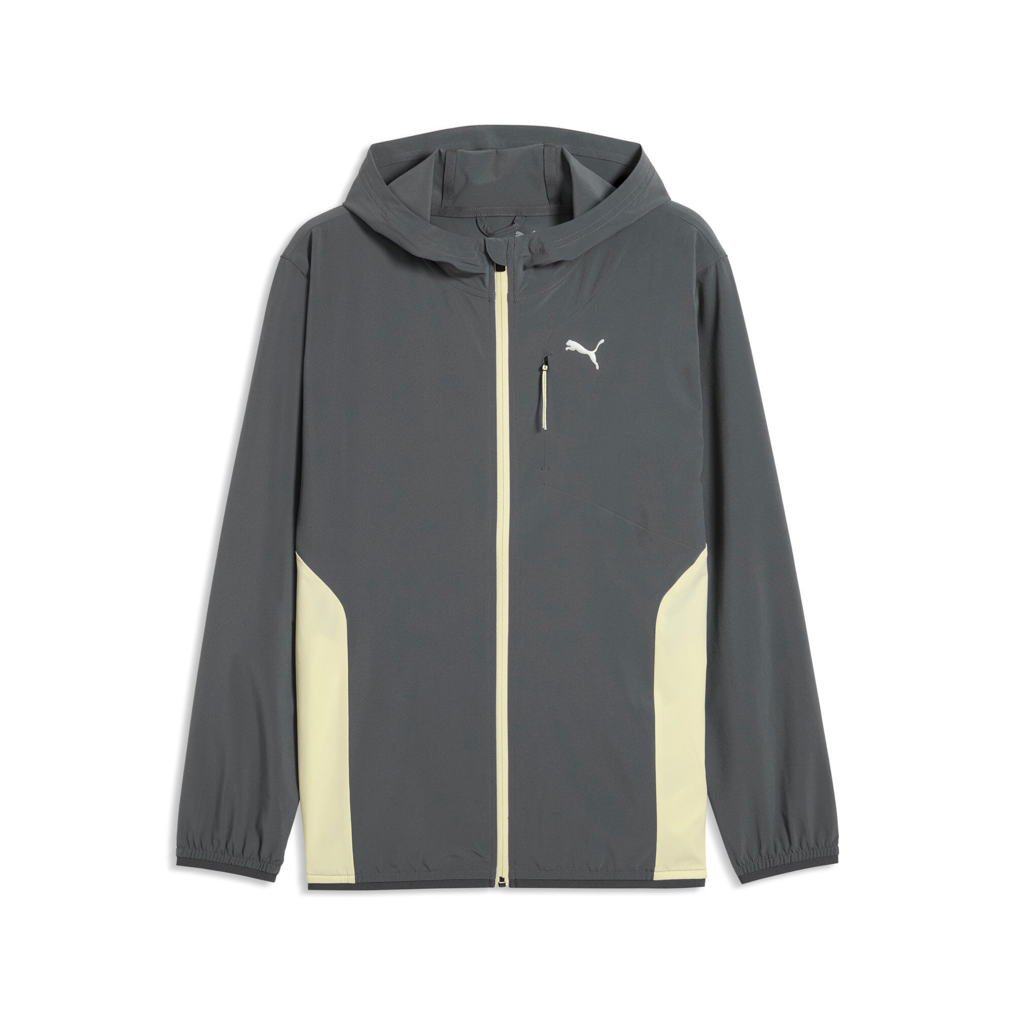 PUMA FLEX STRETCH woven training jacket men in gray and green
