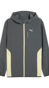 PUMA FLEX STRETCH woven training jacket men in gray and green