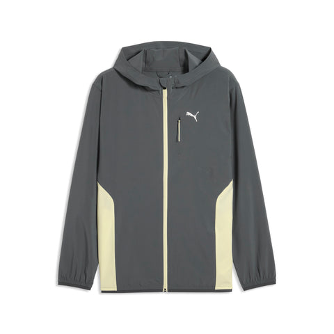 PUMA FLEX STRETCH woven training jacket men in gray and green