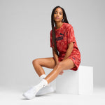 Puma ESS graphic relaxed tee in red fire - Model Shot 03