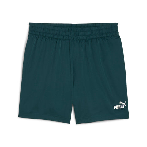 PUMA ESSENTIALS tape woven 5" shorts in green terrain