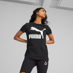Puma classics logo women's tee in black - Model Shot 01