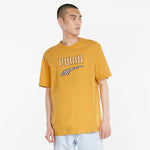 Puma downtown logo men's tee in yellow - Model Shot 01