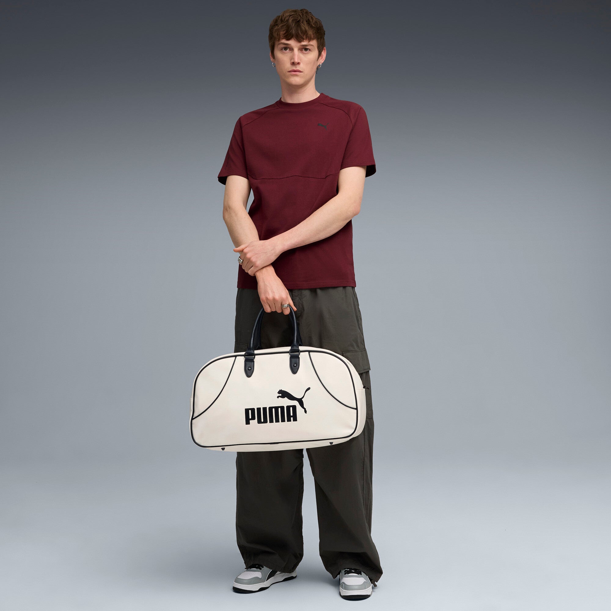 PUMA PUMATECH tee in dusky gray - ruby shimmer