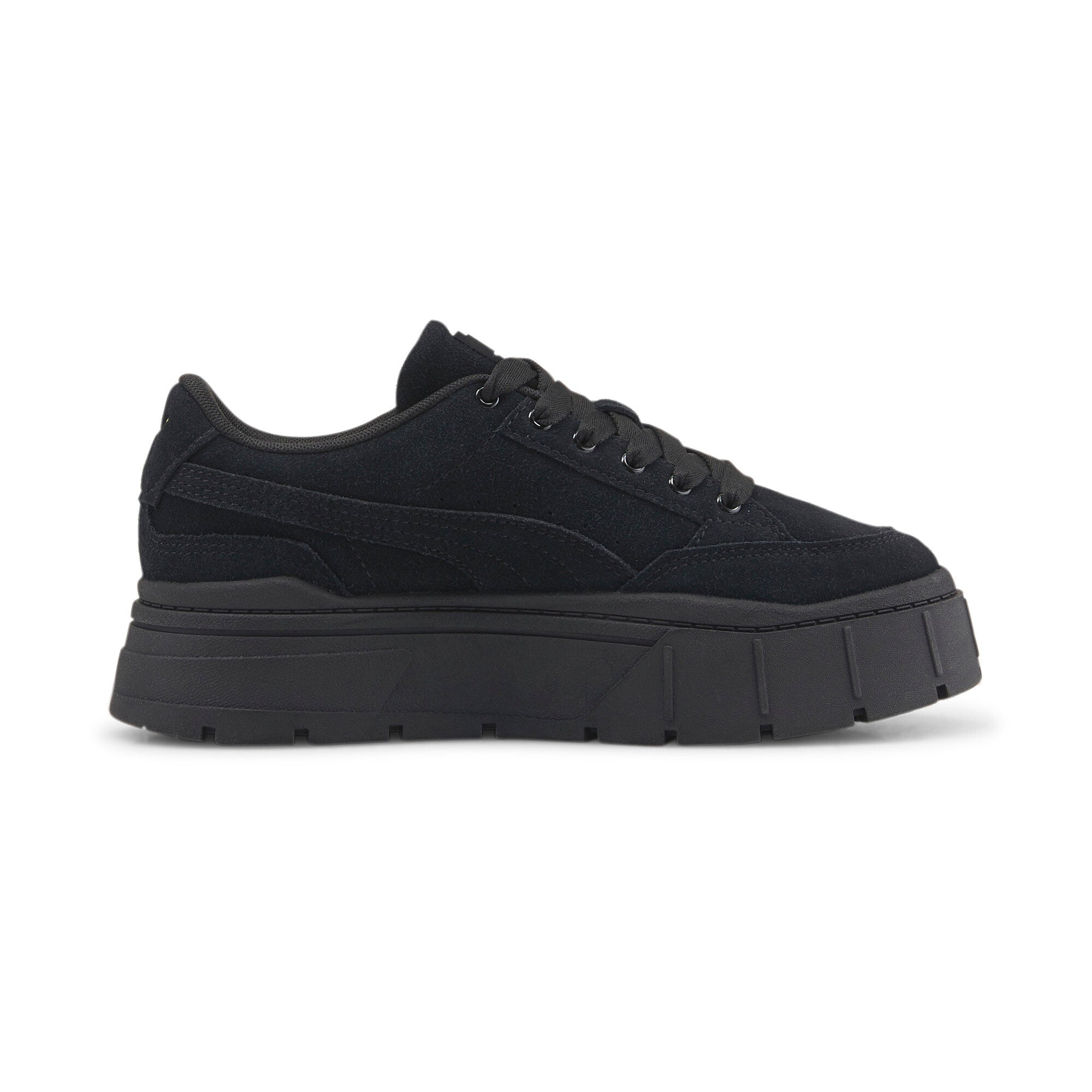 Puma mayze stack suede sneakers in black - Side View 03