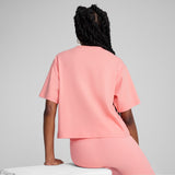 Puma class relaxed crop tee in pink fruit - Model Shot 02