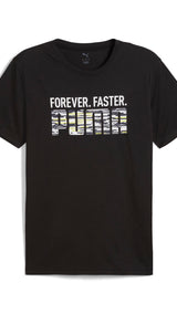 Puma graphics train "forever. faster." tee in black - Front View