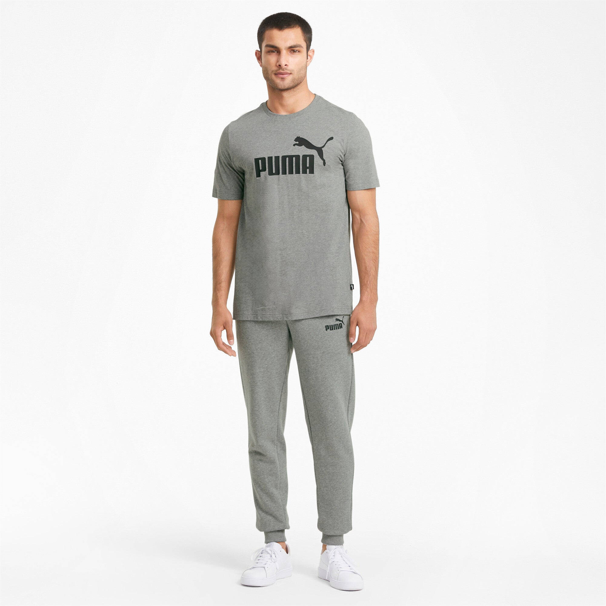 Puma essentials slim pants in black - Model Shot 03