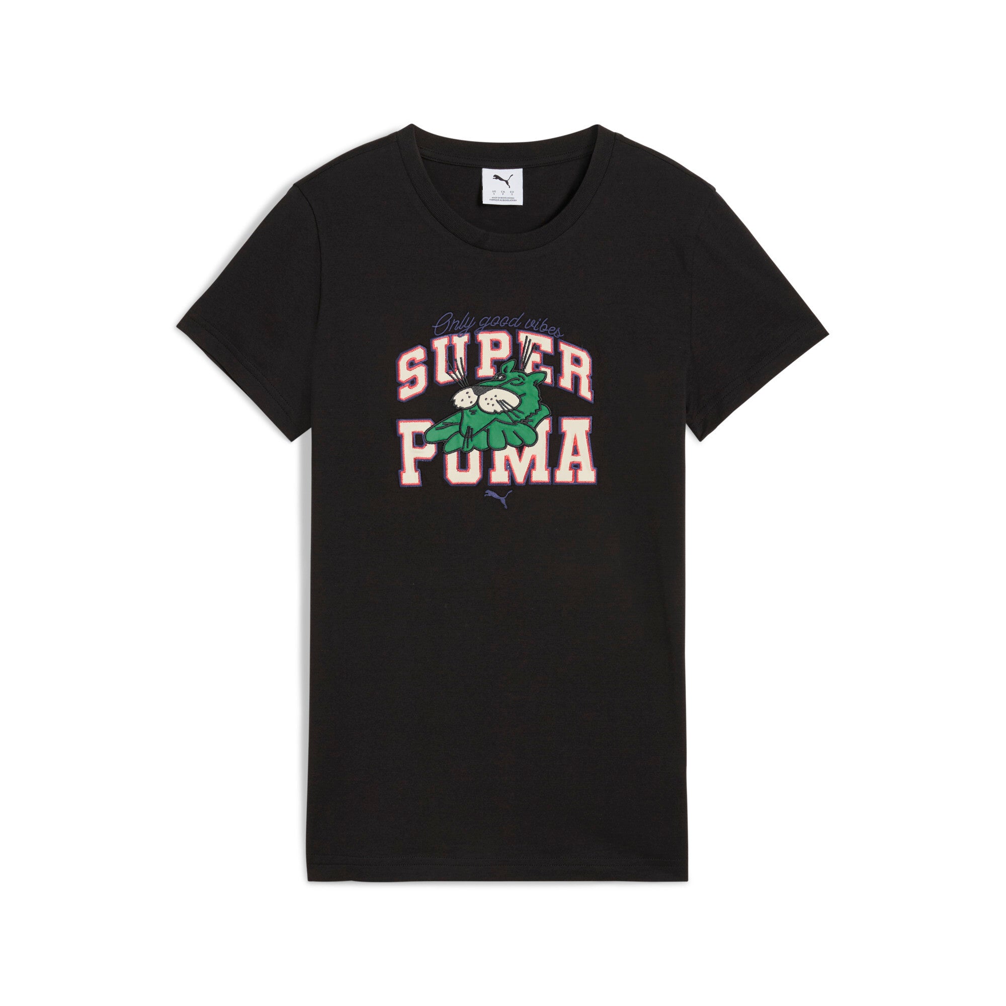 Puma super puma graphics tee in black - Front View