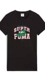 Puma super puma graphics tee in black - Front View